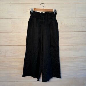 Allison Taylor Wide Leg 100% Linen Pants Black Large